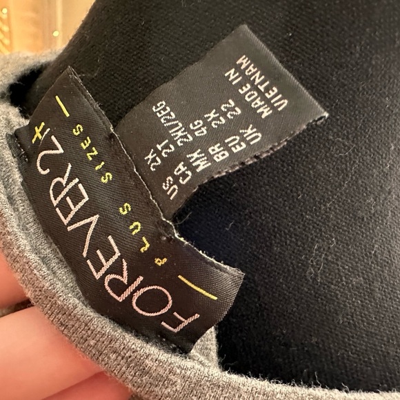 Plus Size Forever 21 Size 2X Gray Long Sleeve Bodysuit with Pink Heart Patch - Picture 2 of 5